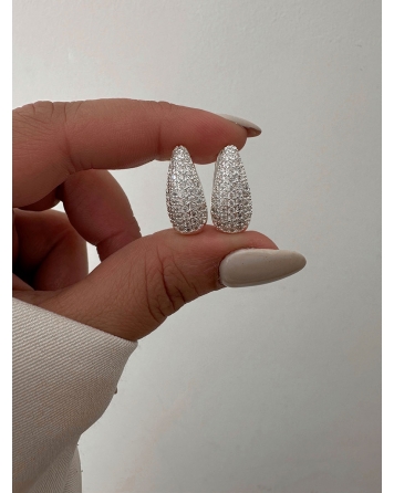 ( BB169 ) Argollas con Micropave de Acero Blanco