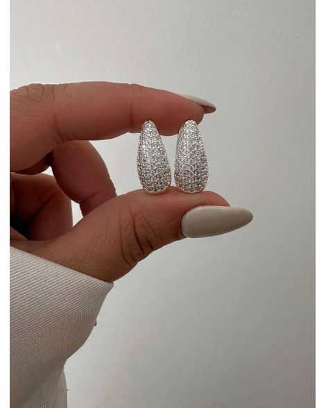 ( BB169 ) Argollas con Micropave de Acero Blanco