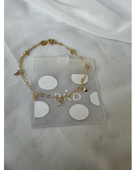 ( GP114 ) Pulseras con Corazones y Cubic Gold