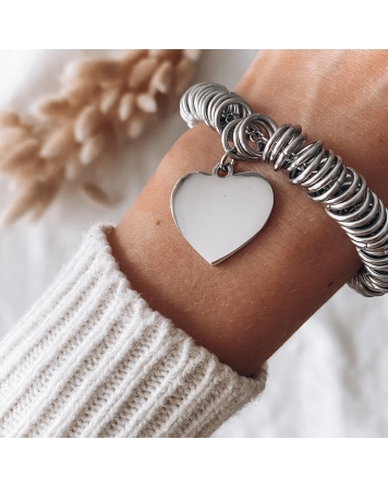 ( P440 ) Pulsera con Corazón y Argollitas A.Q.