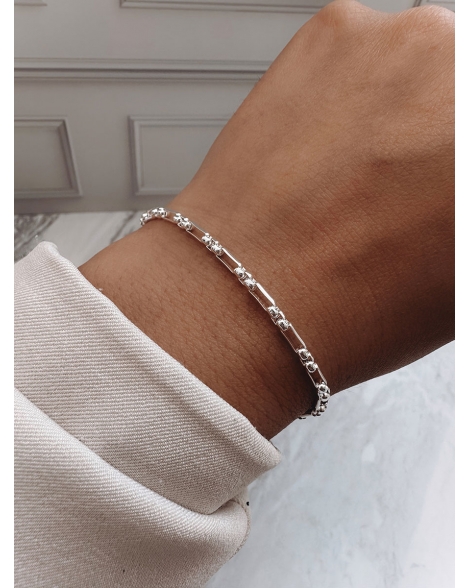 ( P868 ) Pulsera con Eslabones Acero Blanco