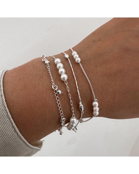 ( PEB11 ) Pulsera con Bolita Ovalada Acero Blanco