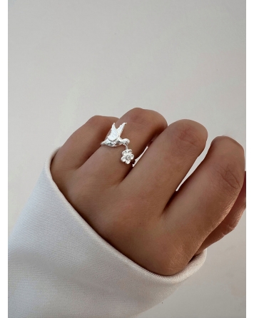 ( PN2053 ) Anillo Colibri con Cubic Plata 925