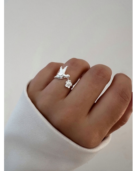 ( PN2053 ) Anillo Colibri con Cubic Plata 925