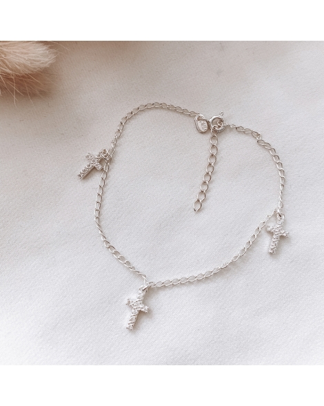 ( PP306 ) Pulsera de Plata con Cruces con Cubic