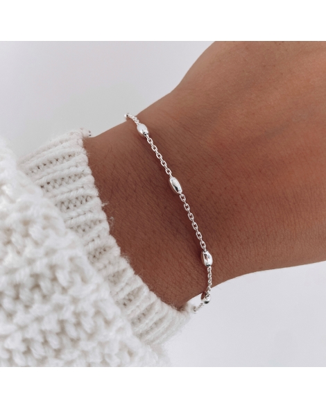 ( PP347 ) Pulsera Forcet con Bolitas Ovaladas AG