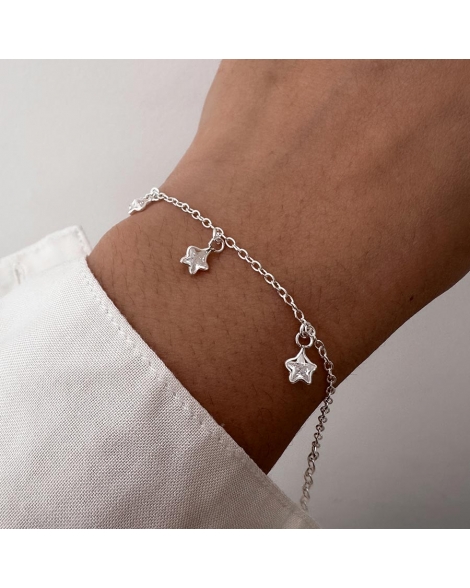 ( PP394 ) Pulsera con Estrellas de Cubic Plata 925