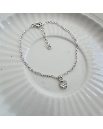 ( PP396 ) Pulsera con Corazón de Cubic Plata 925