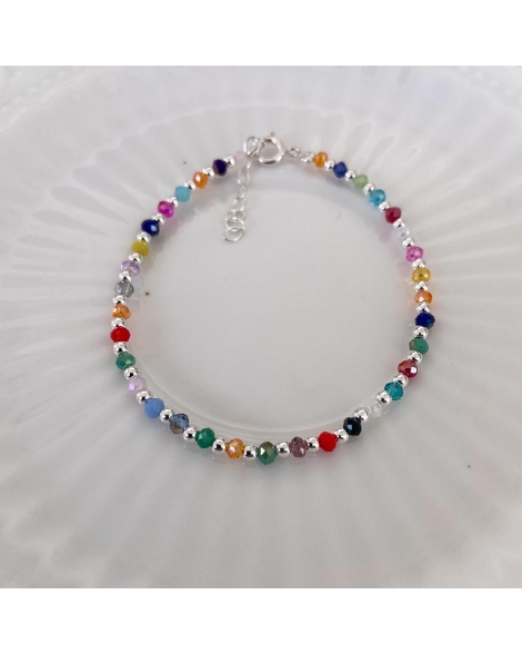 ( PP799 ) Pulsera con Cristales Multicolor con Cubic P.925