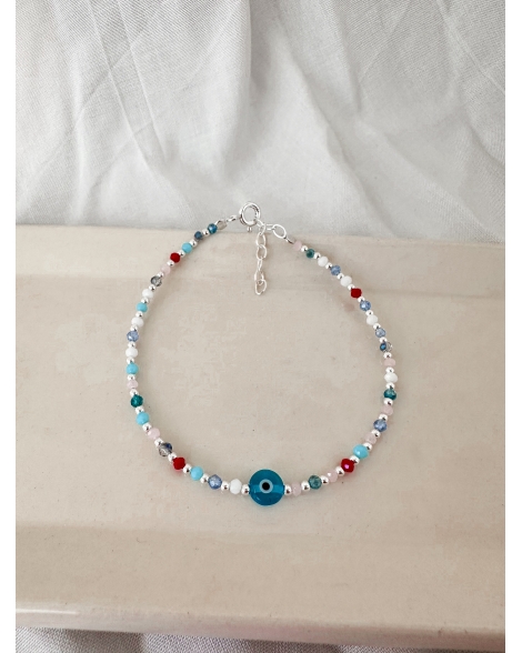 ( PP861 ) Pulsera con cristales y Ojito P.925